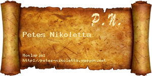 Petes Nikoletta névjegykártya